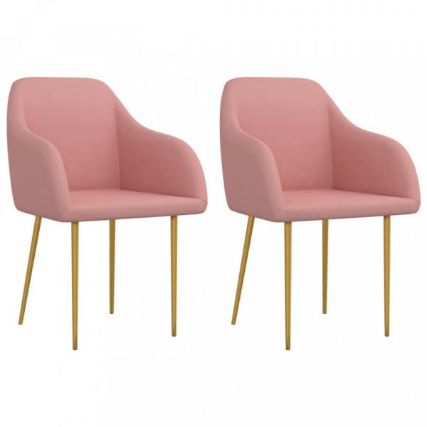 Jídelní židle 2 ks samet / kov Dekorhome Růžová,Jídelní židle 2 ks samet / kov Dekorhome Růžová