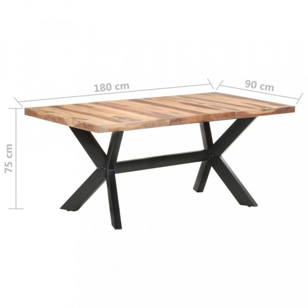 Jídelní stůl masivní dřevo / ocel Dekorhome 180x90x75 cm,Jídelní stůl masivní dřevo / ocel Dekorhome