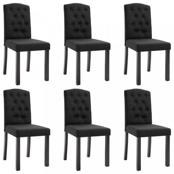 Jídelní židle 6 ks látka / kaučukovník Dekorhome Černá,Jídelní židle 6 ks látka / kaučukovník Dekorh