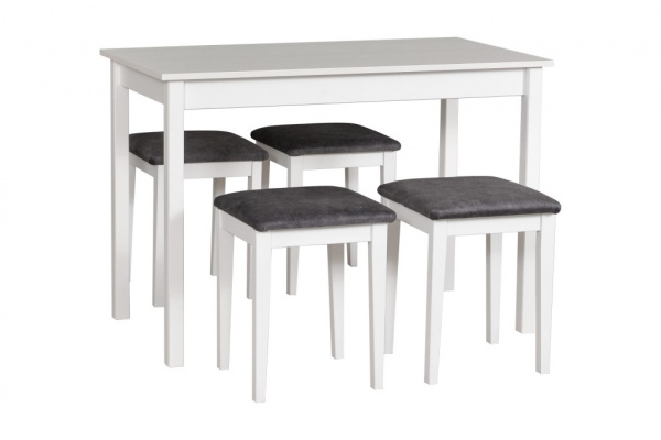 Jídelní set - stůl Max 2 + 4x stolička T3 Potahová látka - židle: Tkanina 24B, Barva desky: Bílá, Ba