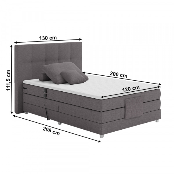 Elektrická polohovací boxspringová postel ISLA 120 x 200 cm,Elektrická polohovací boxspringová poste