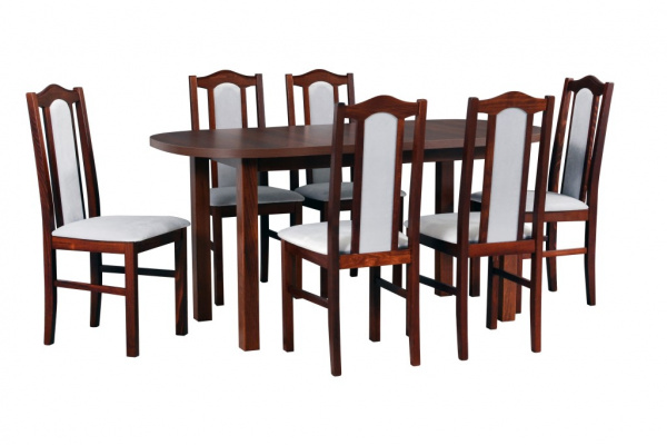 Jídelní set - stůl Wenus 1 + 6x židle Bos 2 Potahová látka - židle: Tkanina 20B, Barva desky: Ořech,