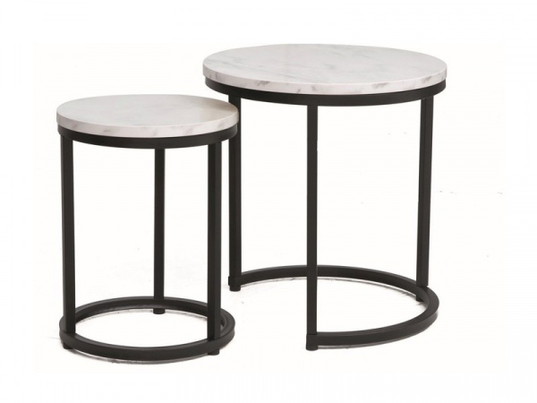 Konferenční stolek 2 ks HOLA Černá / bílá,Konferenční stolek 2 ks HOLA Černá / bílá