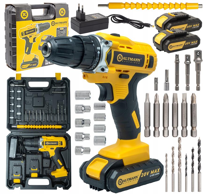 Aku vrtačka Kaltmann 20 V 2 x akumulátor 2 Ah + příslušenství