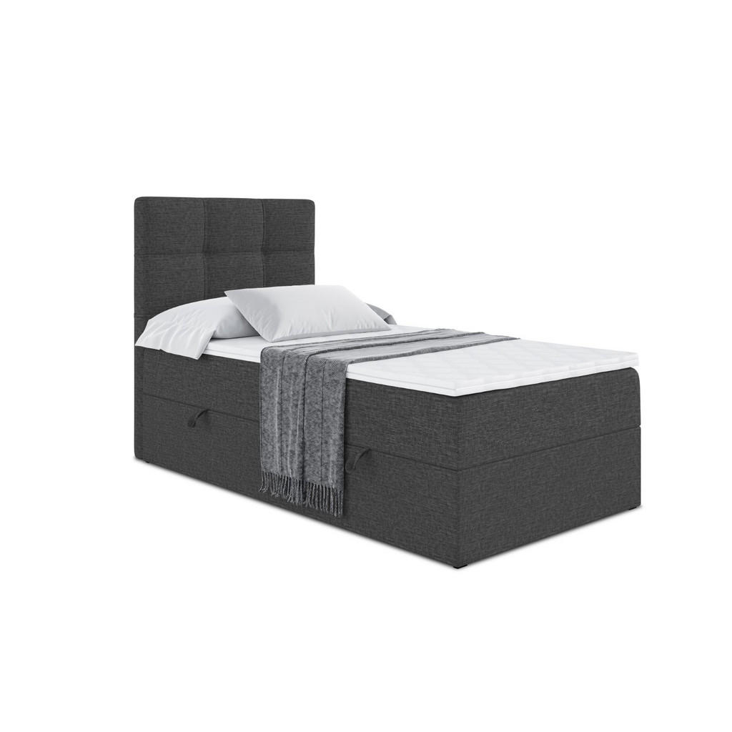 ALTDECOR AMERICKÁ postel s matrací H3 a lamelovým roštem – MARCE – 90x200 – vlevo, tmavě šedá