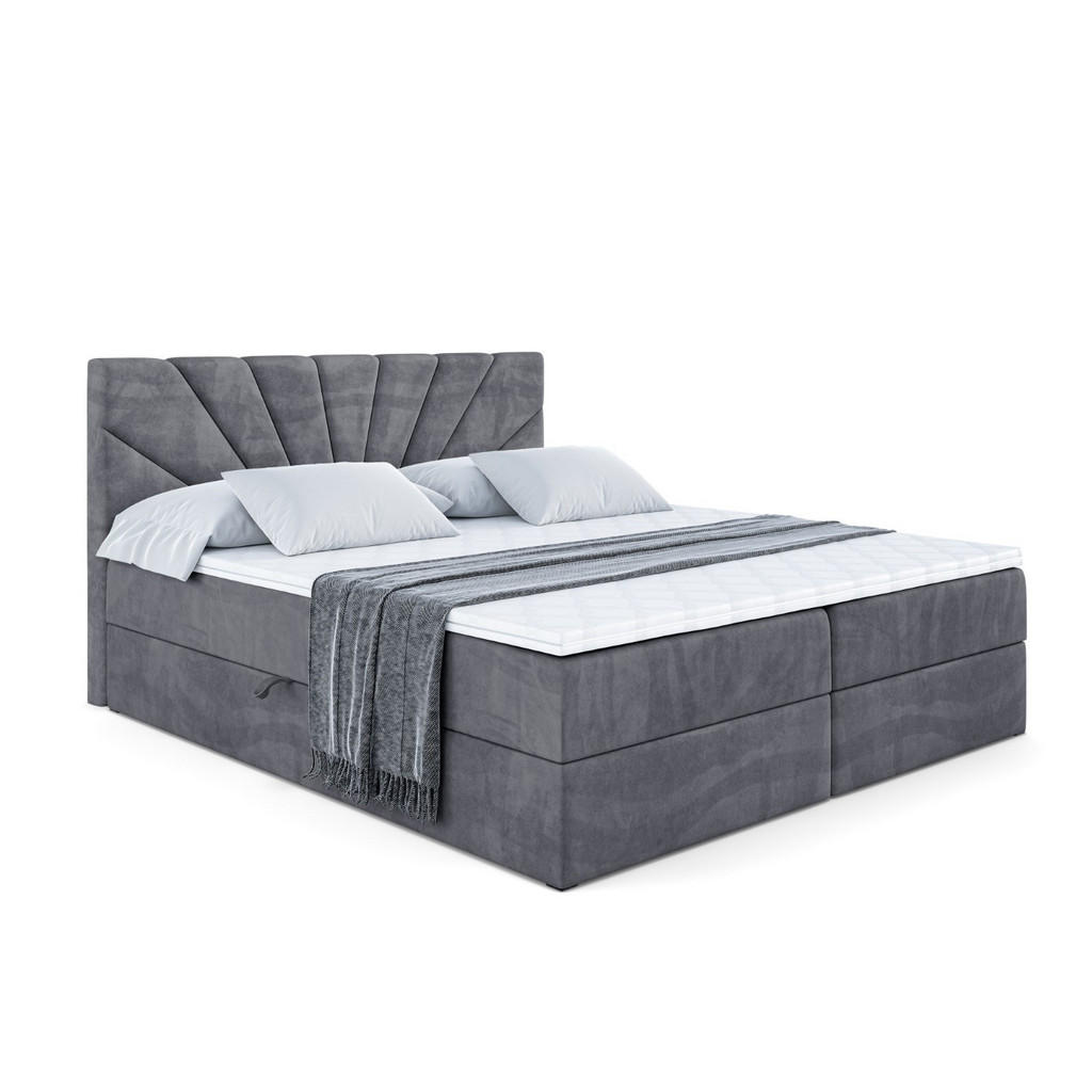 ALTDECOR AMERICKÁ postel s matrací H4 a lamelovým roštem – MILTIO – 160 × 200 cm – H4 – tmavě šedá
