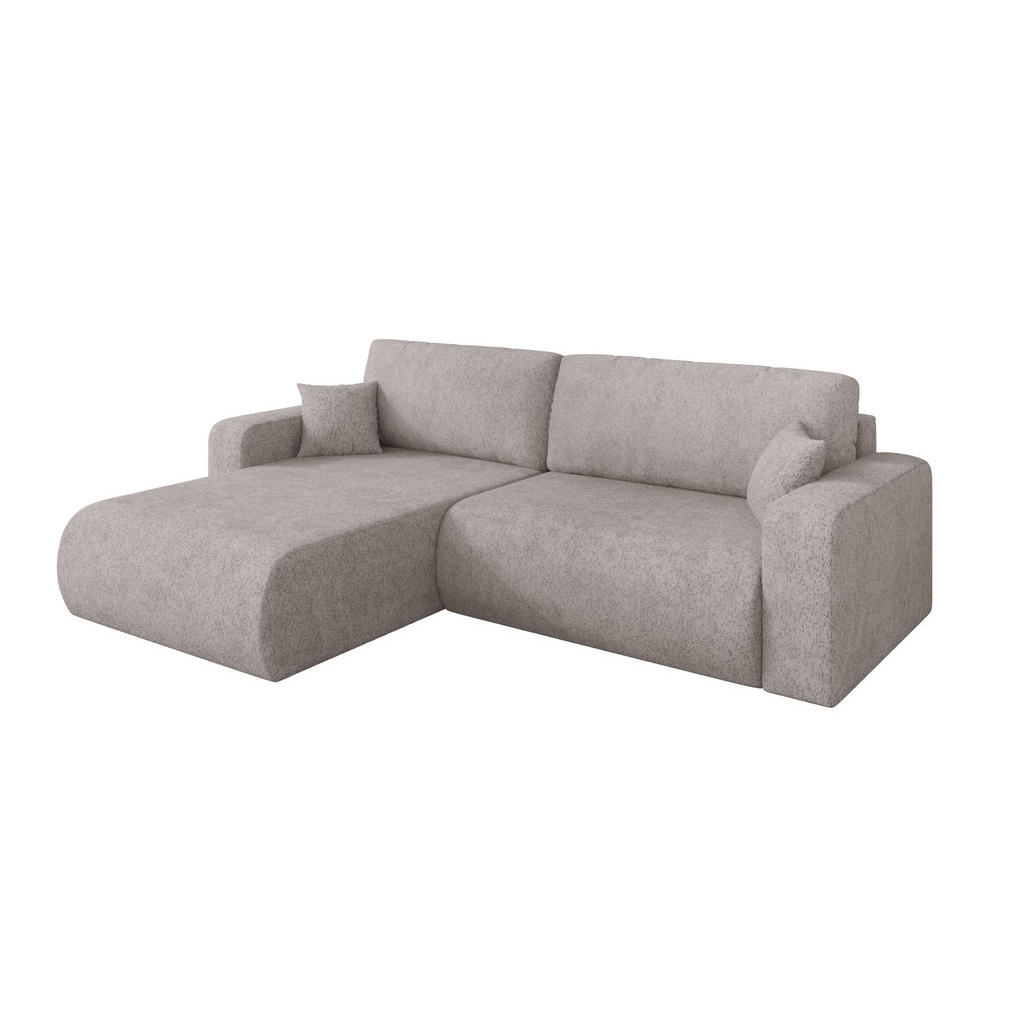 ALTDECOR ROHOVÁ SEDAČKA s funkcí spaní, otoman vlevo BERY-L 276x193x88 světle šedá velur