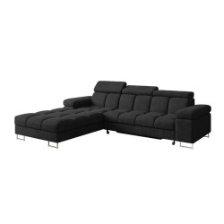 ALTDECOR ROHOVÁ SEDAČKA s funkcí spaní, otoman vlevo COMA L 271x203x79 černá velur