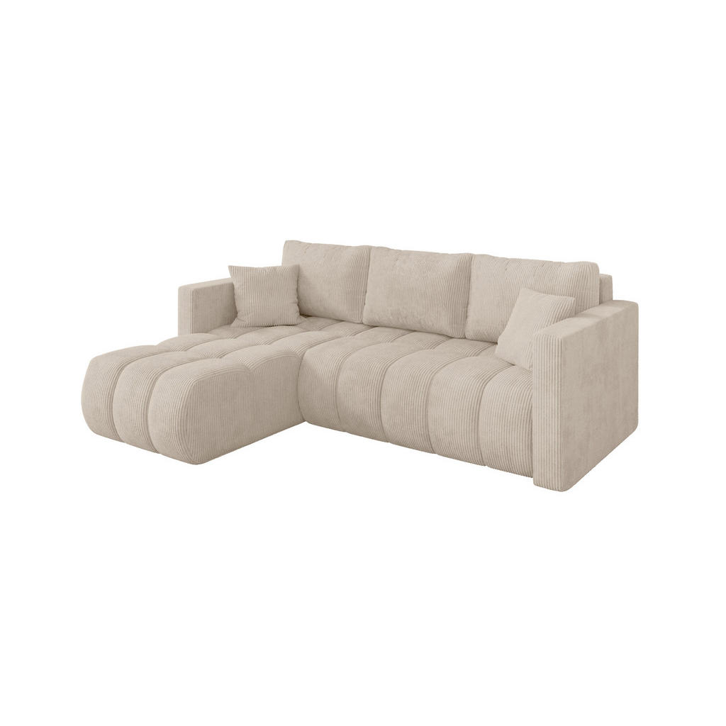 ALTDECOR ROHOVÁ SEDAČKA s funkcí spaní, otoman vlevo GARD-L 226x146x85 béžová manšestr
