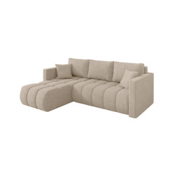 ALTDECOR ROHOVÁ SEDAČKA s funkcí spaní, otoman vlevo GARD-L 226x146x85 béžová velur