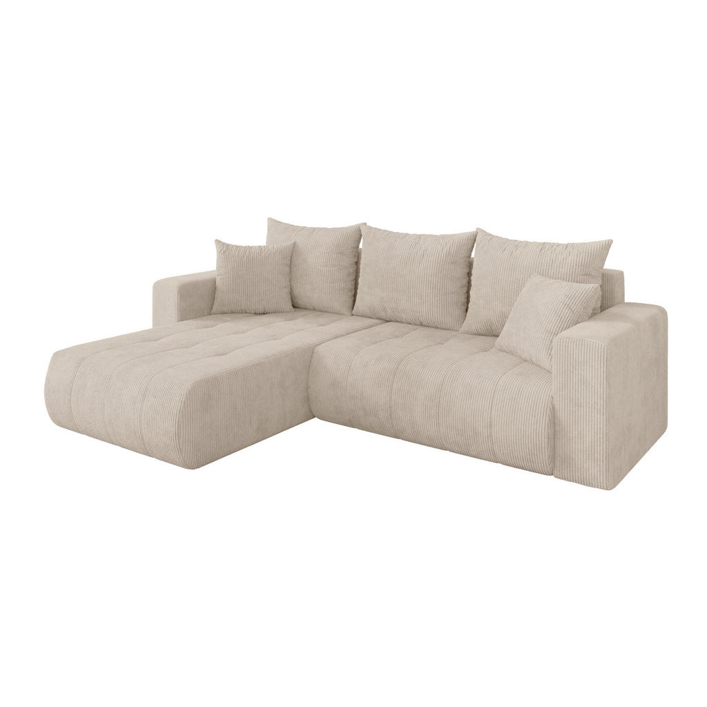 ALTDECOR ROHOVÁ SEDAČKA s funkcí spaní, otoman vlevo MILA-L 277x194x86 béžová manšestr