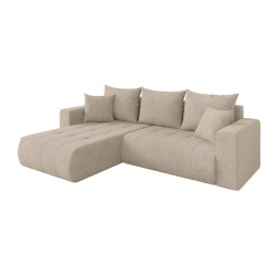 ALTDECOR ROHOVÁ SEDAČKA s funkcí spaní, otoman vlevo MILA-L 277x194x86 béžová velur