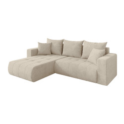 ALTDECOR ROHOVÁ SEDAČKA s funkcí spaní, otoman vlevo MILA-L 277x194x86 krémová velur
