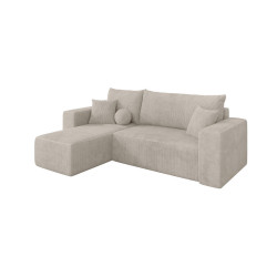 ALTDECOR ROHOVÁ SEDAČKA s funkcí spaní, otoman vlevo SENO-L 249x139x85 krémová manšestr