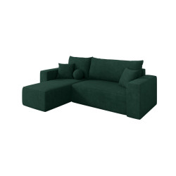 ALTDECOR ROHOVÁ SEDAČKA s funkcí spaní, otoman vlevo SENO-L 249x139x85 zelená velur
