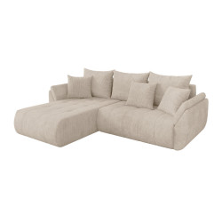 ALTDECOR ROHOVÁ SEDAČKA s funkcí spaní, otoman vlevo TOKO-L 277x194x86 béžová manšestr