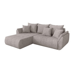 ALTDECOR ROHOVÁ SEDAČKA s funkcí spaní, otoman vlevo TOKO-L 277x194x86 světle šedá velur