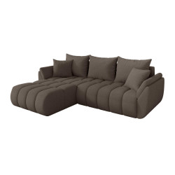 ALTDECOR ROHOVÁ SEDAČKA s funkcí spaní, otoman vlevo TOKO-L-v1 277x194x86 hnědá bouclé