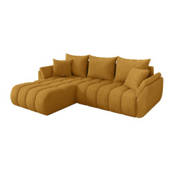 ALTDECOR ROHOVÁ SEDAČKA s funkcí spaní, otoman vlevo TOKO-L-v1 277x194x86 hořčicově žlutá manšestr
