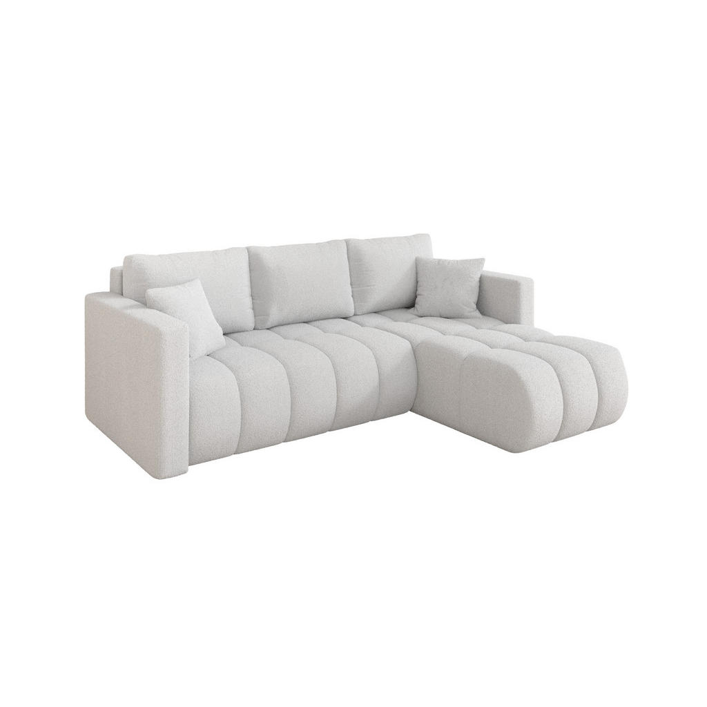 ALTDECOR ROHOVÁ SEDAČKA s funkcí spaní, otoman vpravo GARD-L 226x146x85 bílá bouclé