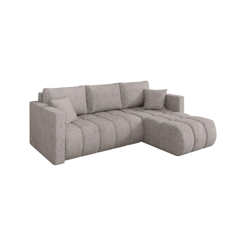 ALTDECOR ROHOVÁ SEDAČKA s funkcí spaní, otoman vpravo GARD-L 226x146x85 světle šedá velur