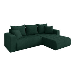 ALTDECOR ROHOVÁ SEDAČKA s funkcí spaní, otoman vpravo MILA-L 277x194x86 zelená velur