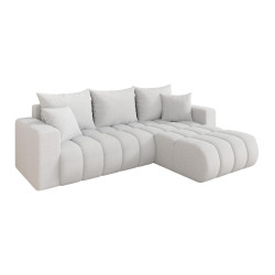 ALTDECOR ROHOVÁ SEDAČKA s funkcí spaní, otoman vpravo MILA-L-v1 277x195x86 bílá bouclé