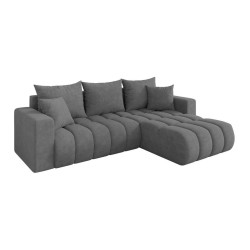 ALTDECOR ROHOVÁ SEDAČKA s funkcí spaní, otoman vpravo MILA-L-v1 277x195x86 šedá velur