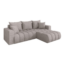 ALTDECOR ROHOVÁ SEDAČKA s funkcí spaní, otoman vpravo MILA-L-v1 277x195x86 světle šedá velur