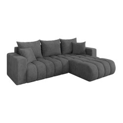 ALTDECOR ROHOVÁ SEDAČKA s funkcí spaní, otoman vpravo MILA-L-v1 277x195x86 tmavě šedá manšestr