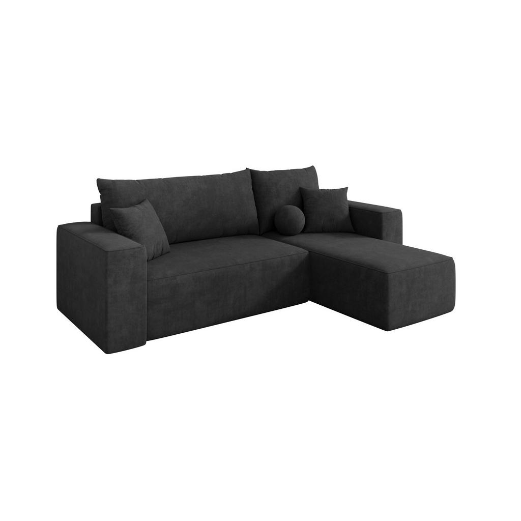 ALTDECOR ROHOVÁ SEDAČKA s funkcí spaní, otoman vpravo SENO-L 249x139x85 tmavě šedá velur