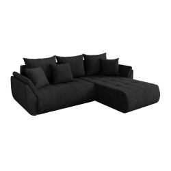 ALTDECOR ROHOVÁ SEDAČKA s funkcí spaní, otoman vpravo TOKO-L 277x194x86 černá velur