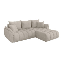 ALTDECOR ROHOVÁ SEDAČKA s funkcí spaní, otoman vpravo TOKO-L-v1 277x194x86 krémová manšestr