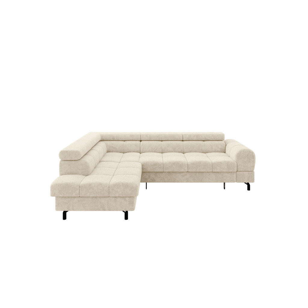 ALTDECOR ROHOVÁ SEDAČKA s funkcí spaní otomana vlevo LUMA-L 272x203x70 krémová velur
