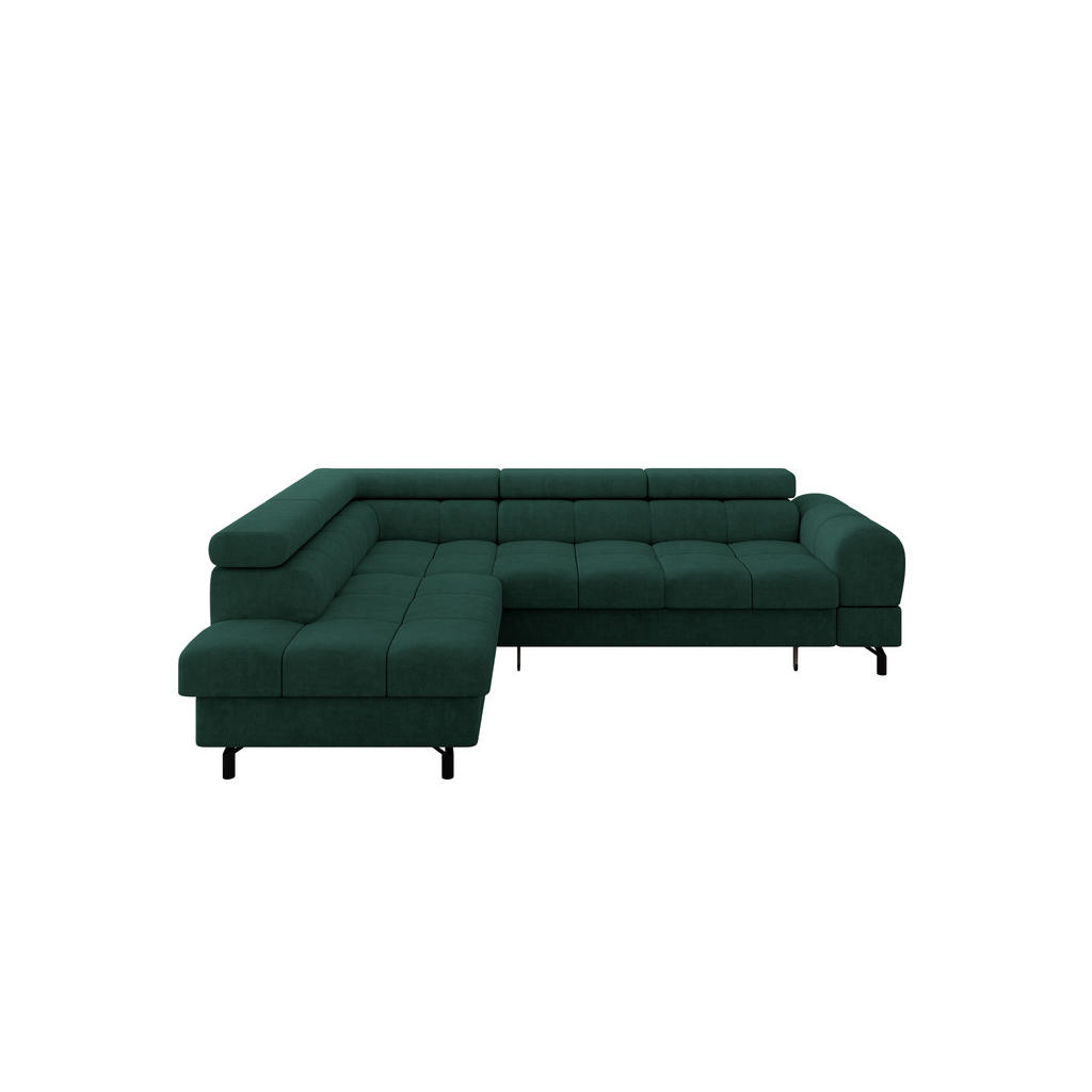 ALTDECOR ROHOVÁ SEDAČKA s funkcí spaní otomana vlevo LUMA-L 272x203x70 zelená velur