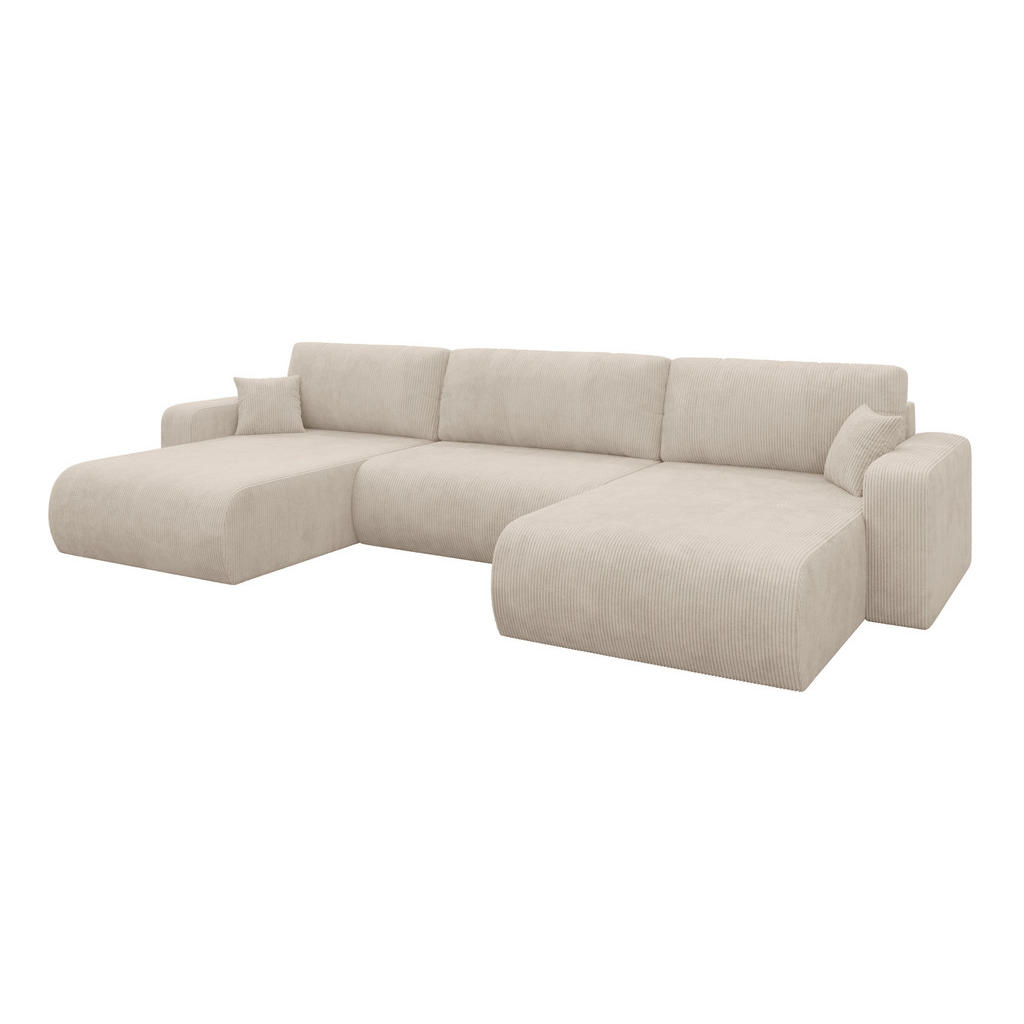 ALTDECOR SEDACÍ SOUPRAVA DO U s funkcí spaní a úložným prostorem BERY-U 377x193x88 béžová manšestr