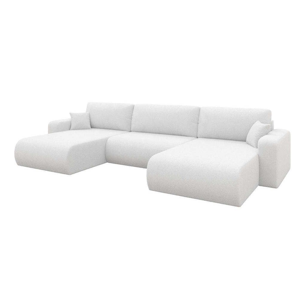 ALTDECOR SEDACÍ SOUPRAVA DO U s funkcí spaní a úložným prostorem BERY-U 377x193x88 bílá bouclé