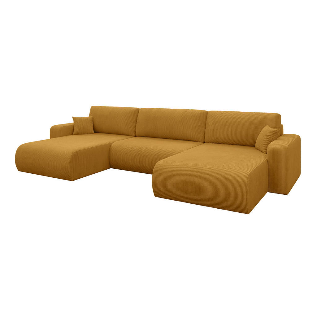 ALTDECOR SEDACÍ SOUPRAVA DO U s funkcí spaní a úložným prostorem BERY-U 377x193x88 hořčicově žlutá manšestr