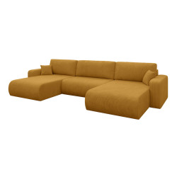 ALTDECOR SEDACÍ SOUPRAVA DO U s funkcí spaní a úložným prostorem BERY-U 377x193x88 hořčicově žlutá manšestr