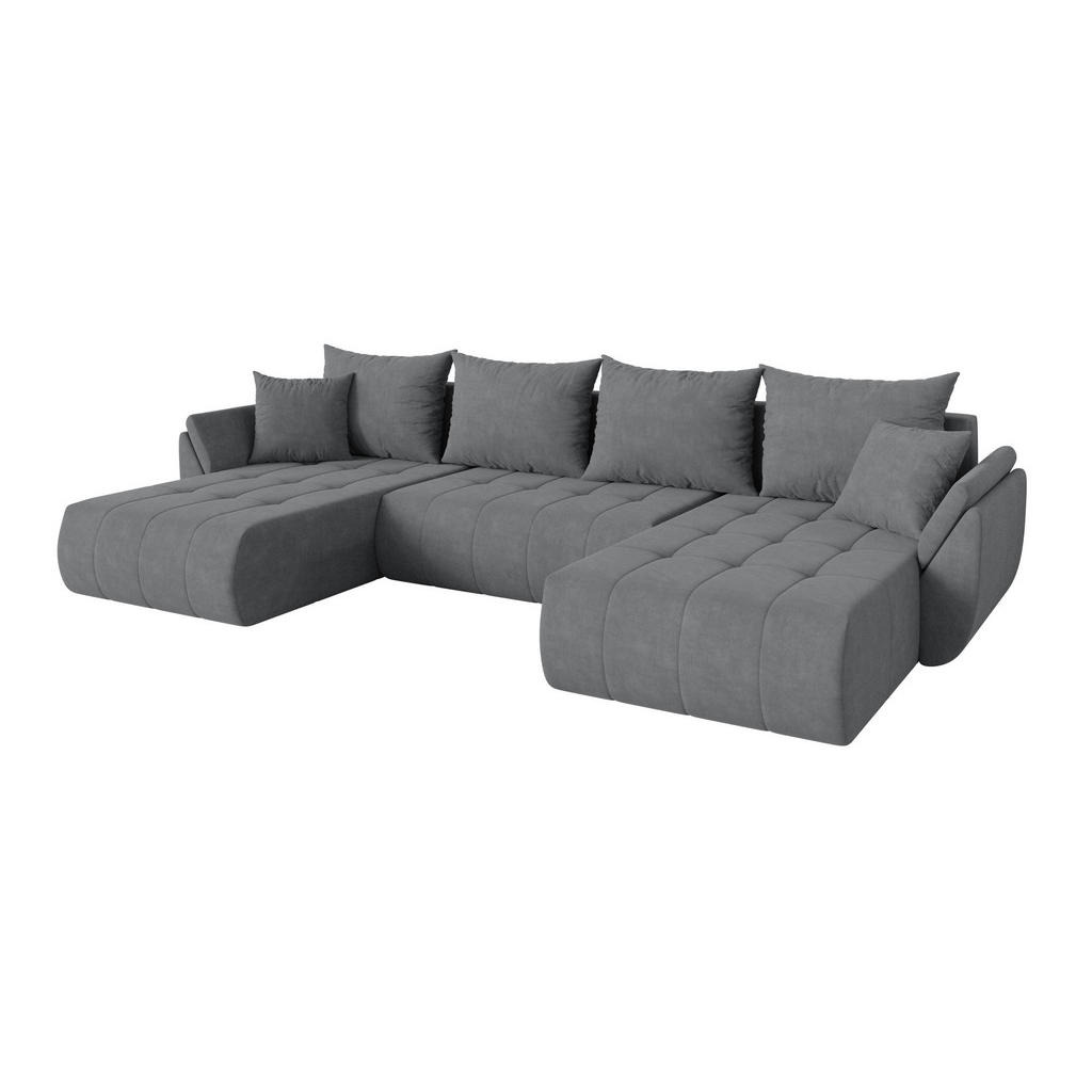 ALTDECOR SEDACÍ SOUPRAVA DO U s funkcí spaní a úložným prostorem TOKO-U 378x194x86 šedá velur