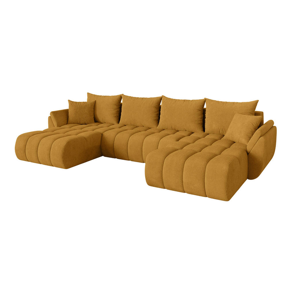 ALTDECOR SEDACÍ SOUPRAVA DO U s funkcí spaní a úložným prostorem TOKO-U-v1 378x194x86 hořčicově žlutá manšestr