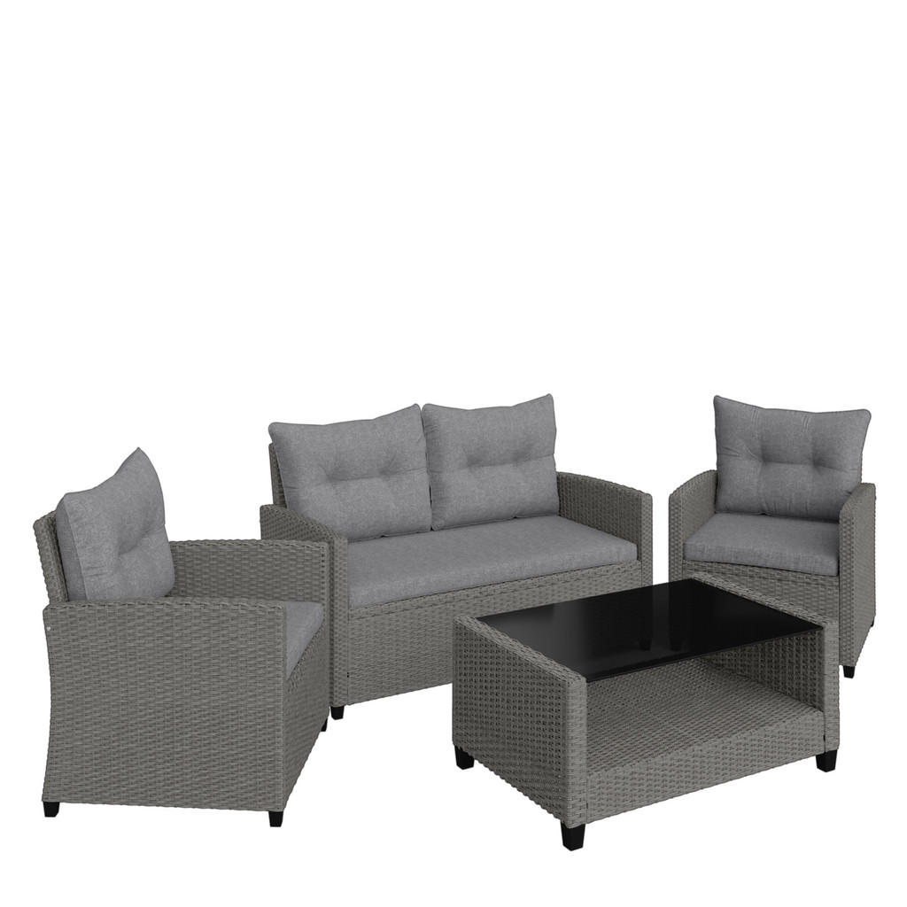 Ambia Garden TERASOVÁ SEDACÍ SOUPRAVA kov, plast, sklo, textil