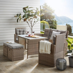 Ambia Garden ZAHRADNÍ JÍDELNÍ SET kov, plast, sklo, textil
