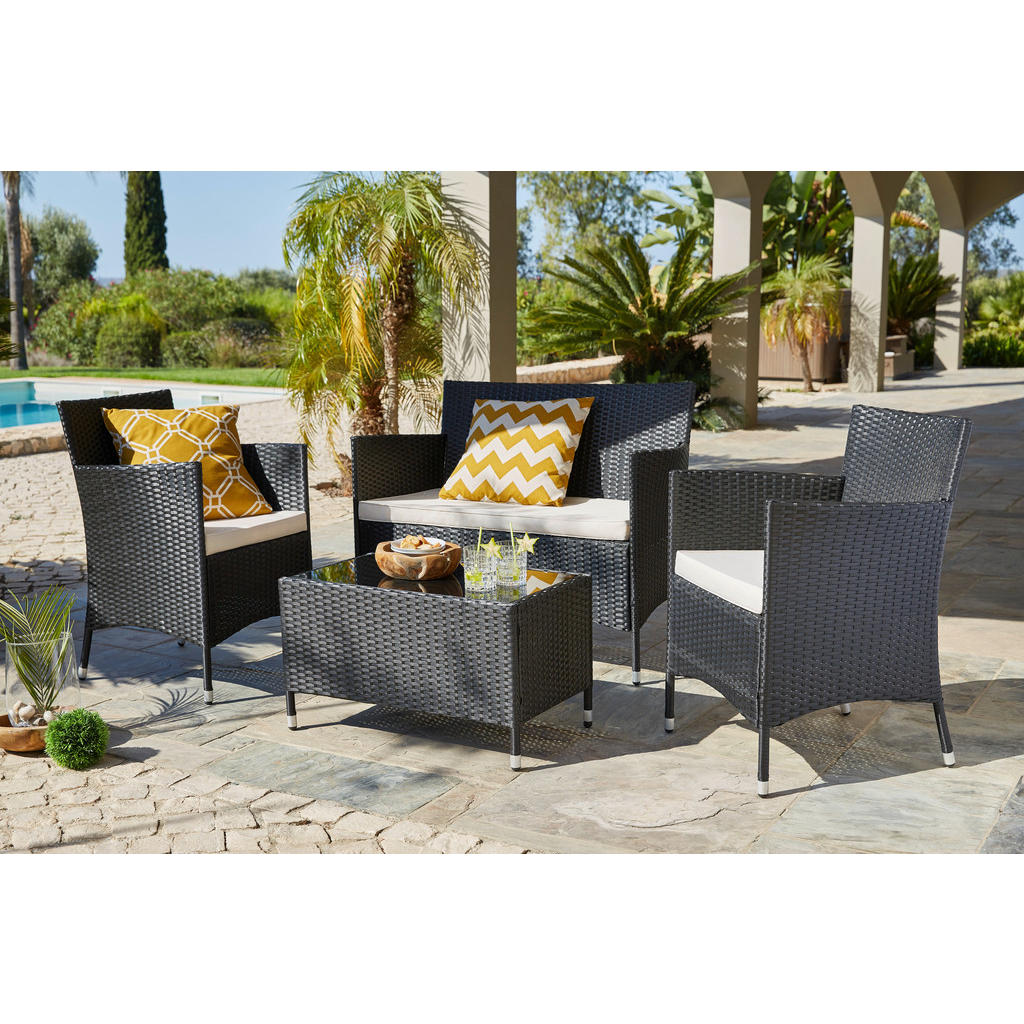 Ambia Garden ZAHRADNÍ SESTAVA 4dílné, kov, plast, sklo, textil