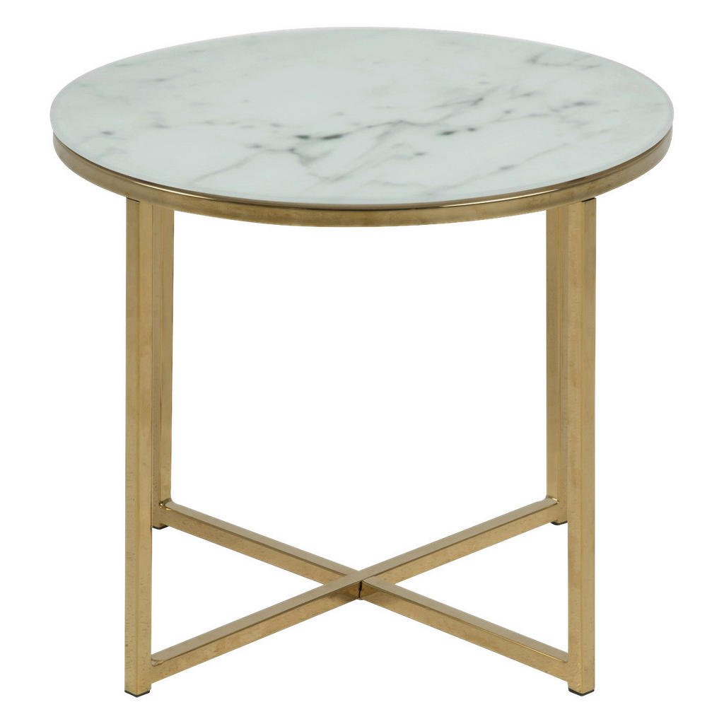 Ambia Home KONFERENČNÍ STOLEK, šedá, bílá, barvy zlata, kov, sklo, 50/50/42 cm