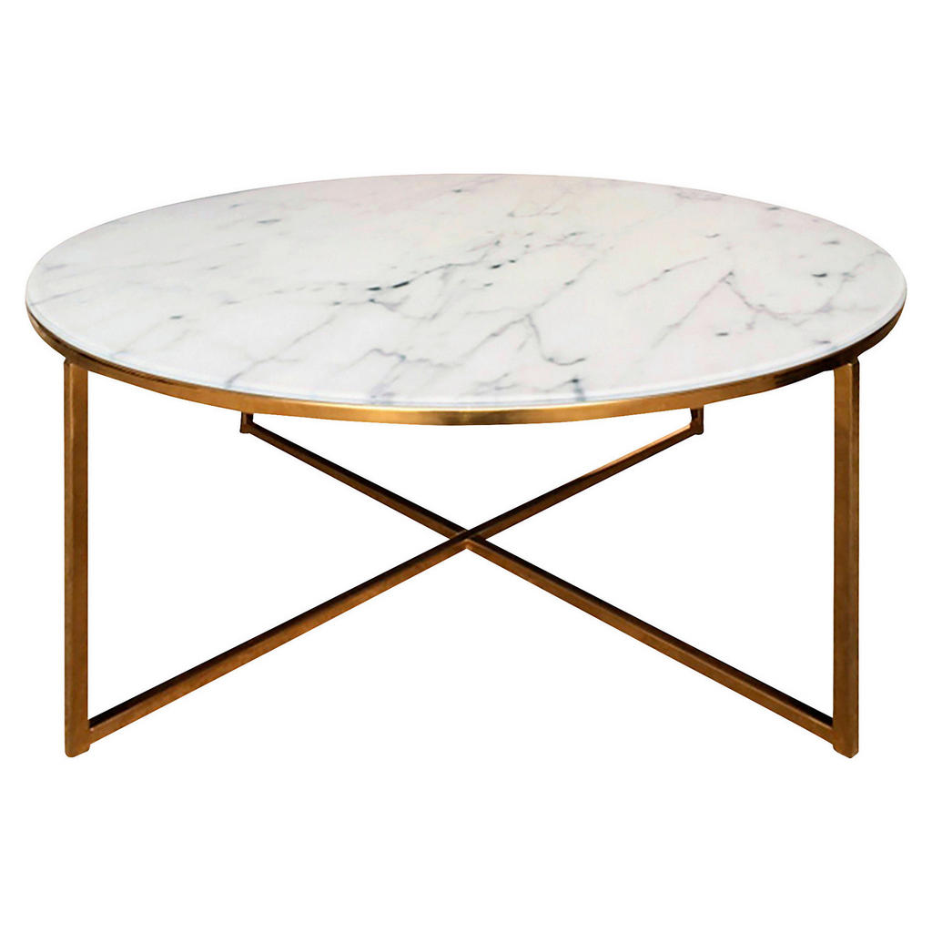 Ambia Home KONFERENČNÍ STOLEK, šedá, bílá, barvy zlata, kov, sklo, 80/80/45 cm