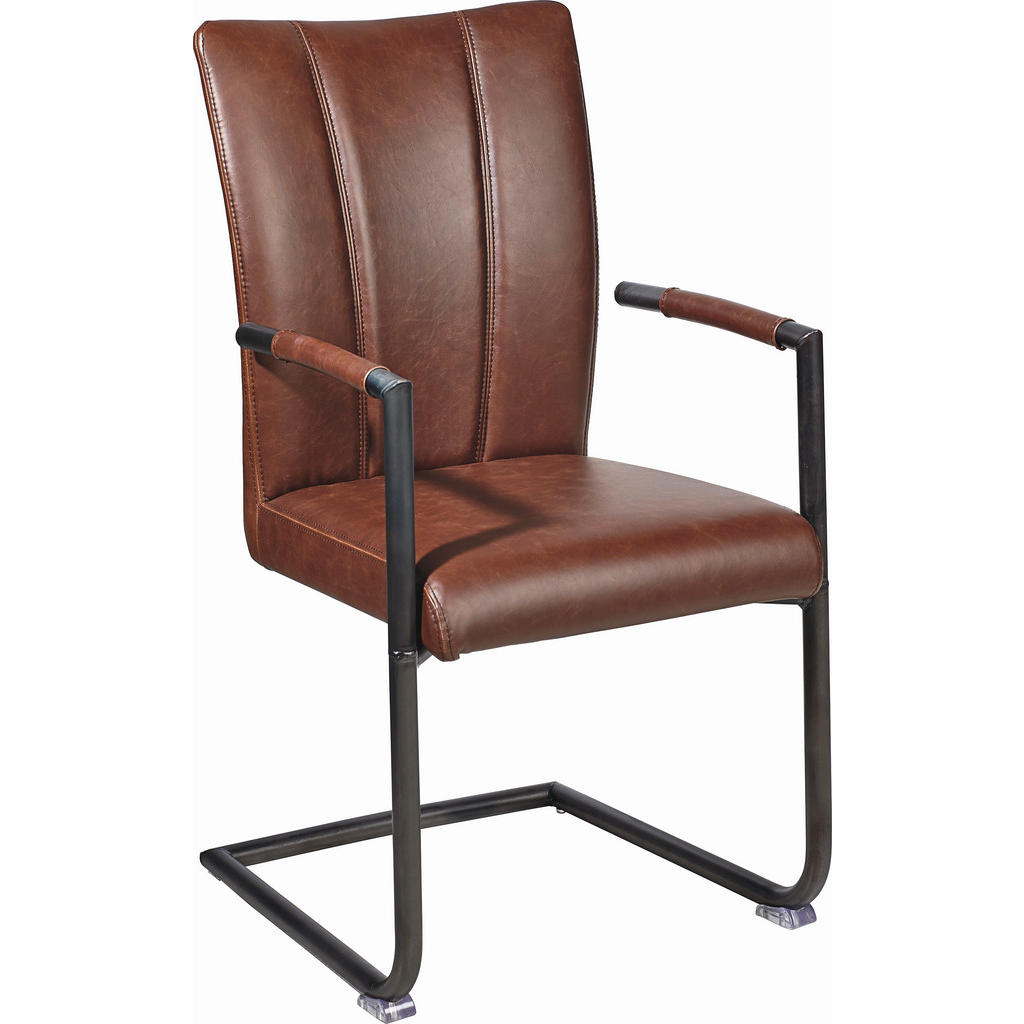 Ambia Home ŽIDLE S PODRUČKAMI, ocel, vzhled kůže, hnědá