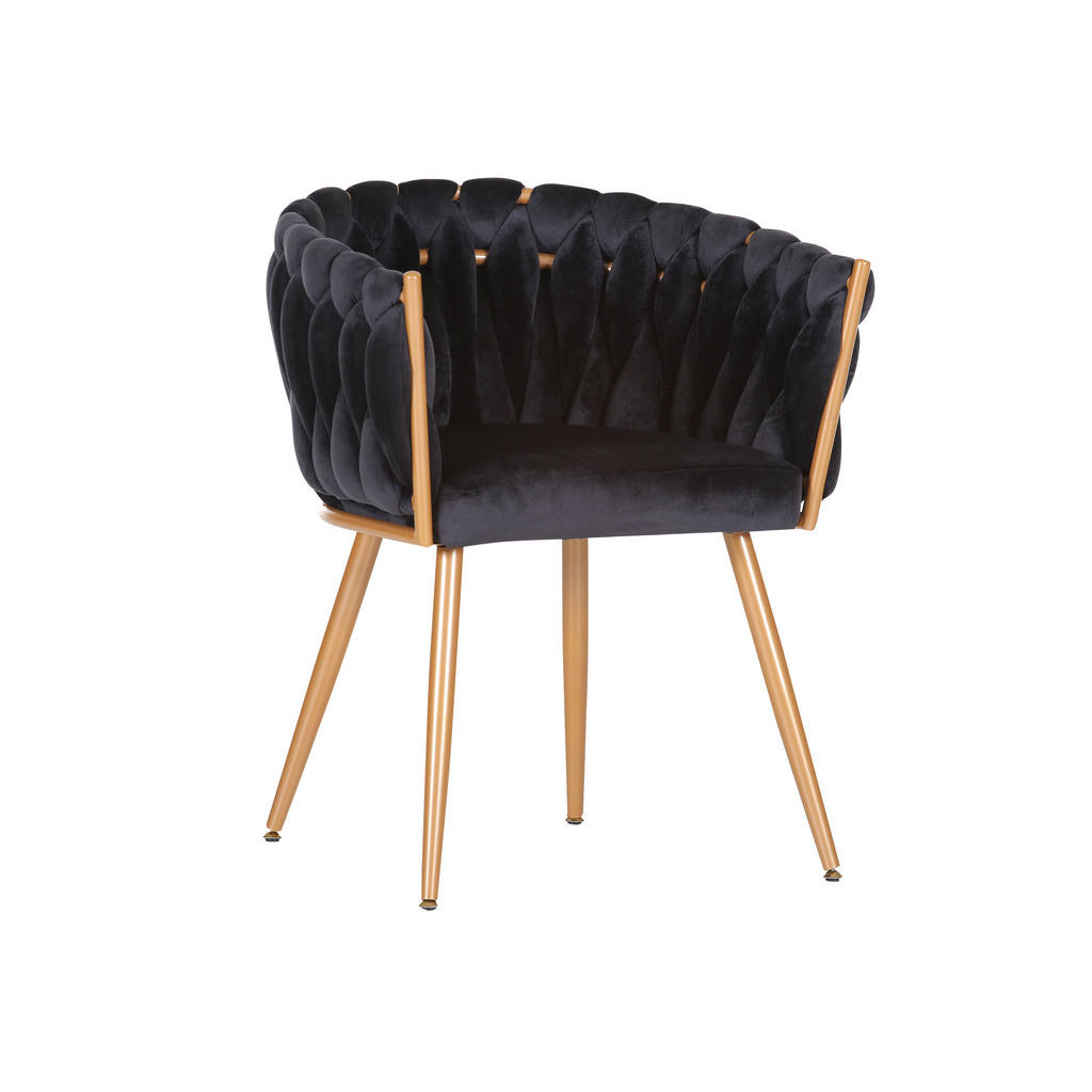 Ambia Home ŽIDLE S PODRUČKAMI, samet, černá, barvy zlata