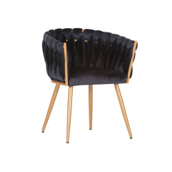 Ambia Home ŽIDLE S PODRUČKAMI, samet, černá, barvy zlata