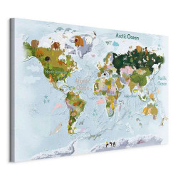 artgeist MALBA NA PLÁTNĚ, mapa světa, zvířata, 60/40/1,2 cm